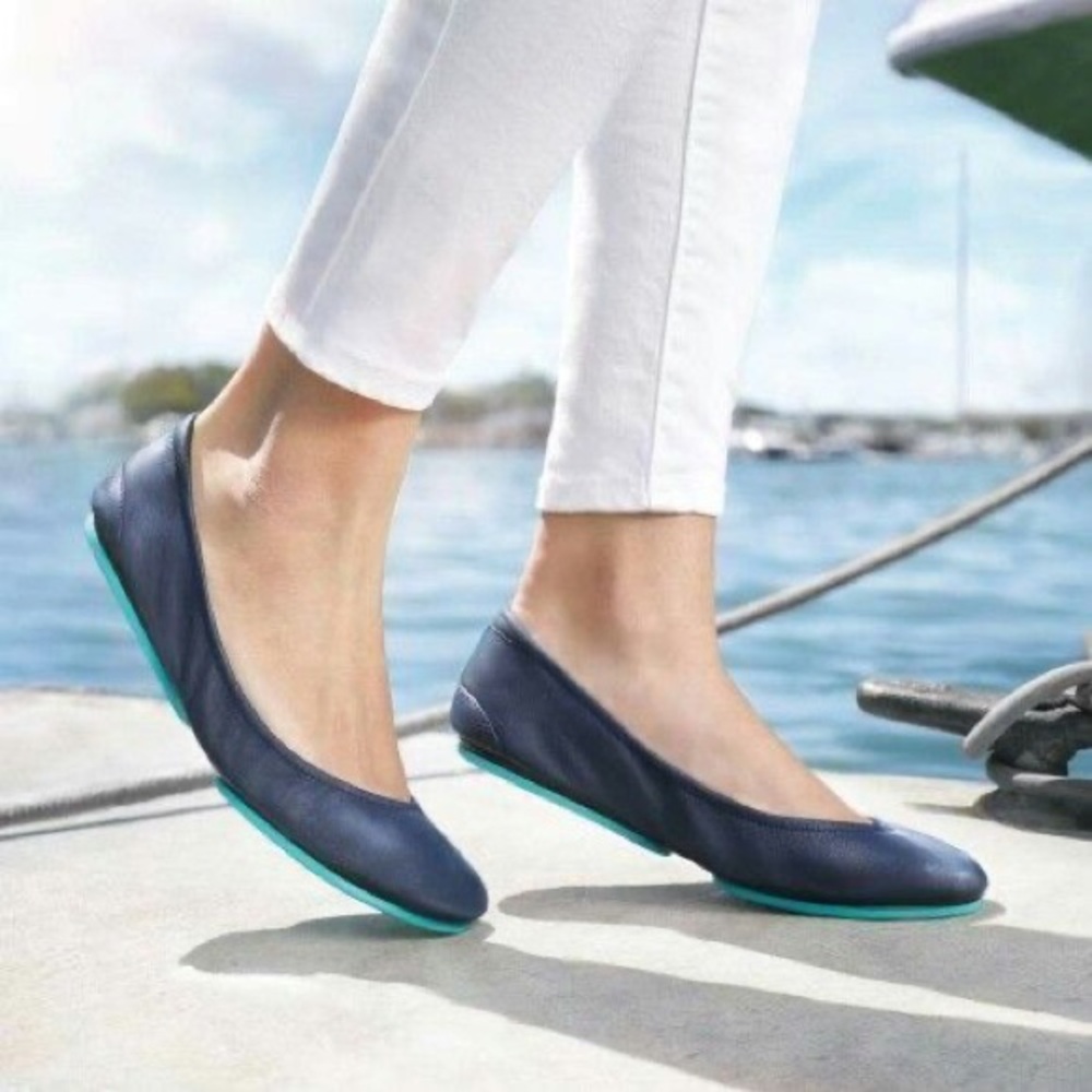 Tieks California Navy Blue and teal Flats - Picture 14 of 14